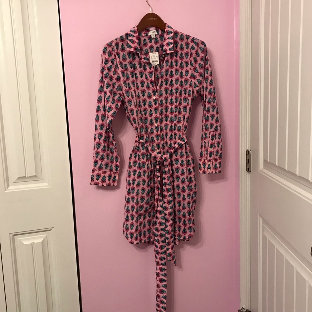 J. Crew floral printed collared button down mini shirtdress size small - Picture 2 of 4